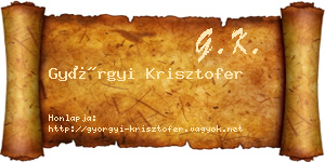 Györgyi Krisztofer névjegykártya